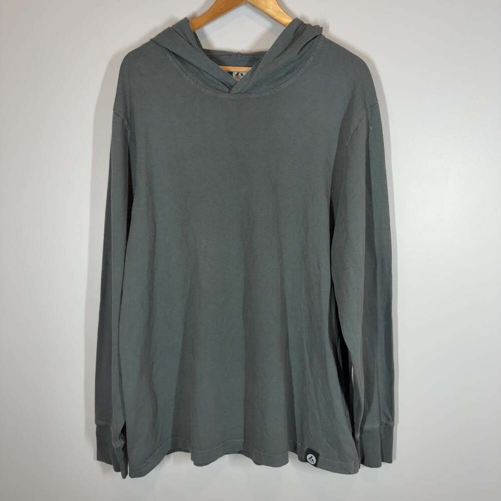 American Giant Mens XL Hooded Long Sleeve Shirt Gray Cotton Made in USA